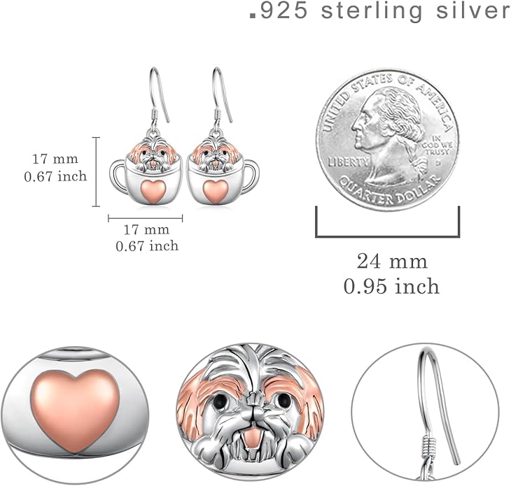 Black Cat Earrings 925 Sterling Silver Mushroom Cat/Black Cat/Panda/Sloth/Capybara/Boston Terrier/Shih Tzu Dangle Earrings Cute Animal Drop Earrings Jewelry Gifts for Women