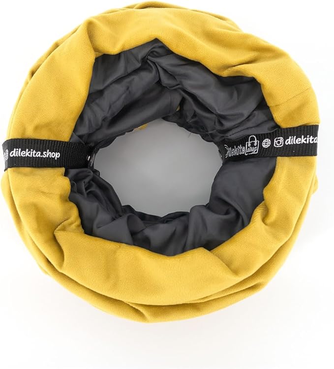 Velvet Fabric - Foldable/Collapsible - 55x8.66 Inches Cat Tunnel (Yellow)