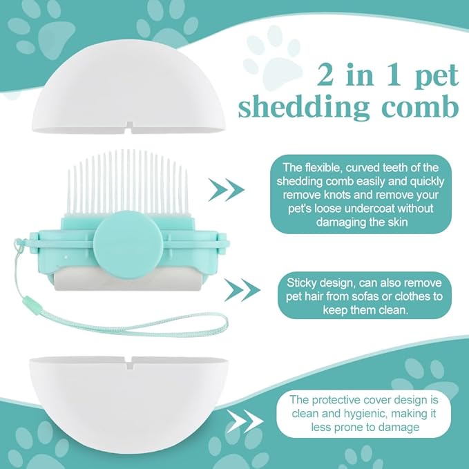 2 Pcs Cat Brush, 2 in 1 Cat Deshedding Brush, Portable Cat Grooming Brush with Cat Tongue Comb, cat grooming supplies Pet Tool Accessories for Short or Long Haired Cats