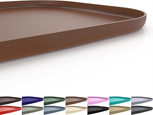 Silicone Pet Feeding Mat with Raised Edge for Food and Water, Dog Bowl Mats, Cat Bowls Placemat with High Lip for Floor Waterproof, Rubber Tray for Cats and Dogs 24 x 16 x0.8 Brown