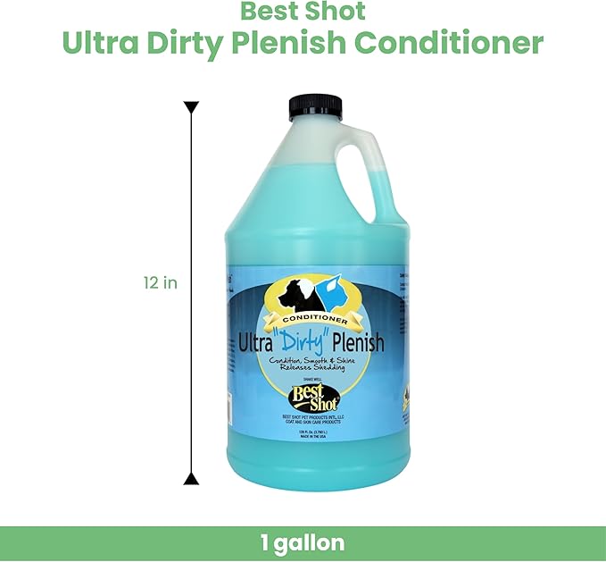 Best Shot Ultra Dirty Plenish Conditioner, Ideal Pet Grooming Conditioner, Protein-Enriched Moisturizing Conditioner for Dogs, Cats, and Horses, Agree Fragrance, 1 Gallon