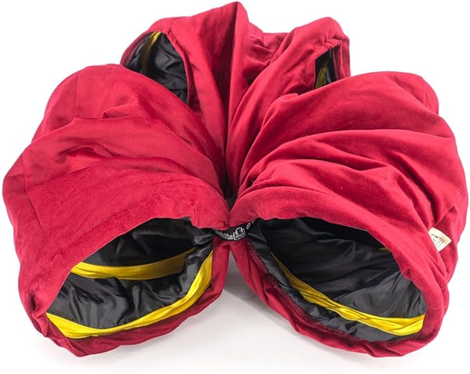 Velvet Fabric - Foldable/Collapsible - 55x8.66 Inches Cat Tunnel (Red)