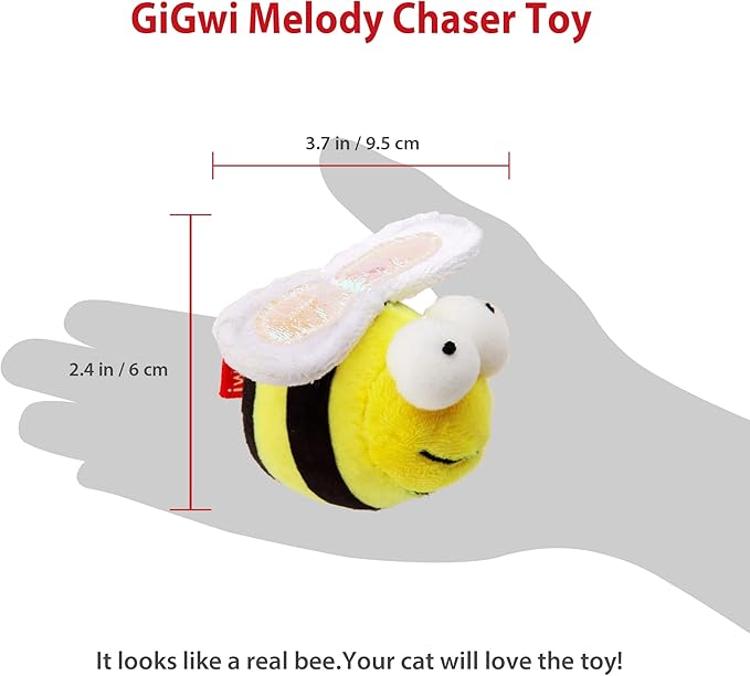 Gigwi Interactive Squeaking Cat Toy，Chirpy Bee Sound Toy for Cats，Melody Chaser Play Squeak Kitten Toy for Boredom