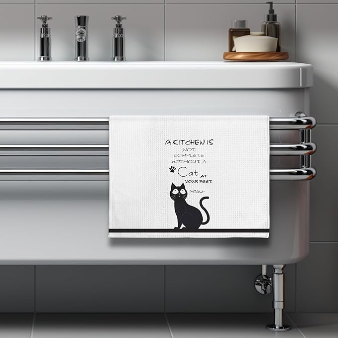 Cat Kitchen Accessories,Cat Kitchen Towels,Cat Towels,Cat Dish Towels,Cat Hand Towels,Black Cat Decor,Crazy Cat Lady Gifts,Cat Gifts for Women,Black Cat Gifts for Women,Gifts for Cat Lovers for Women