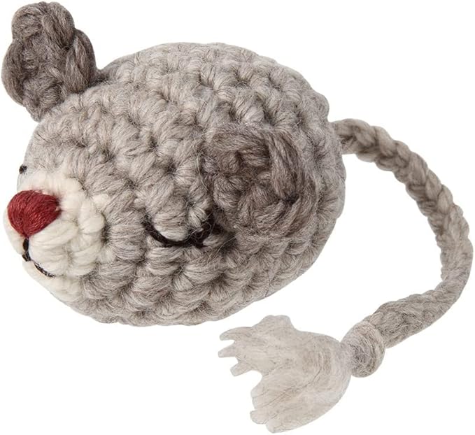 Cat Plush Toy Knitted Large Size Mouse - Mom & Daddy Mouse-, Organic Catnip Included, Handmade