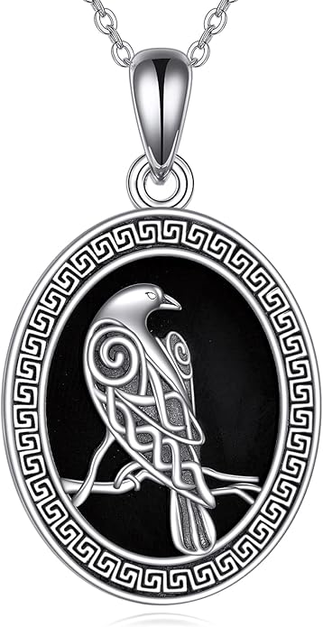 Black Onyx Necklace Raven/Phoenix/Peacock Necklace Gothic Jewelry Gifts for Women Men