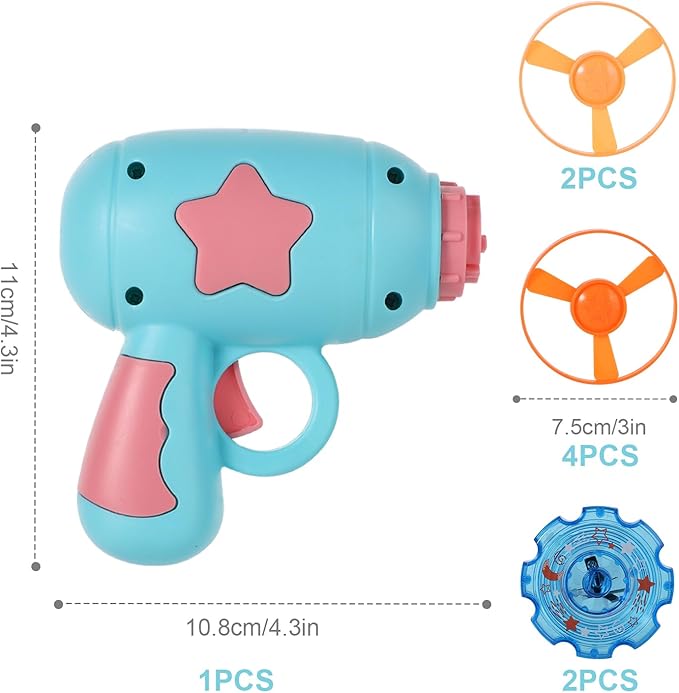 AIEX Flying Disc Launcher Cat Toy Launcher with 6pcs Flying Discs 2pcs Luminous Spinning Tops, Helicopter Cat Fetch Toy Dog/Cat Interactive Toys for Training, Chasing, Playing
