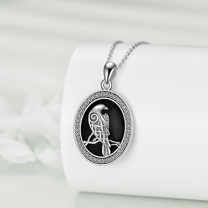 Black Onyx Necklace Raven/Phoenix/Peacock Necklace Gothic Jewelry Gifts for Women Men