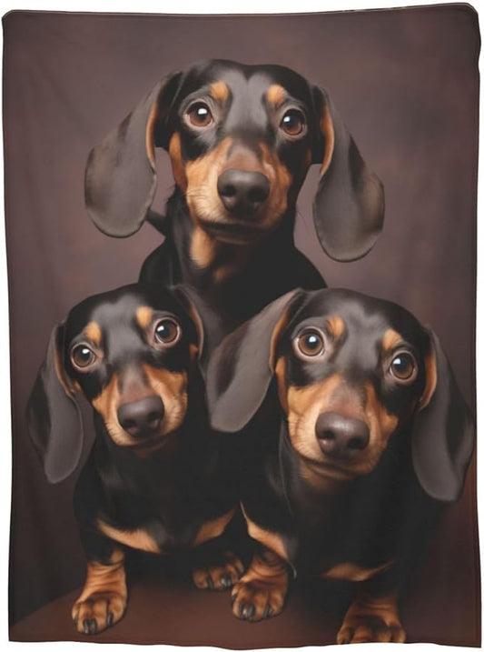 Dachshund Blanket Love Dachshund Soft Warm Flannel Throw Dog Blankets Wiener Dog Blanket Fuzzy Dachshund Gifts for Women Girls Kids Adults Couch Bed Chair Sofa Valentine's Day Decor 50"x 60"