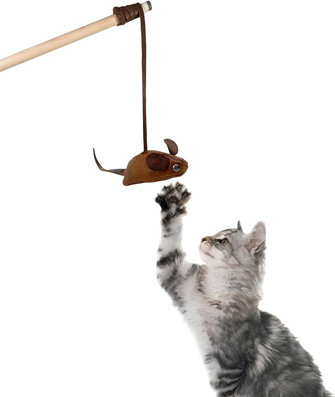 TACO DOG, Stuffed Mouse Cat Toy Handmade from Full Grain Leather - Bourbon Brown