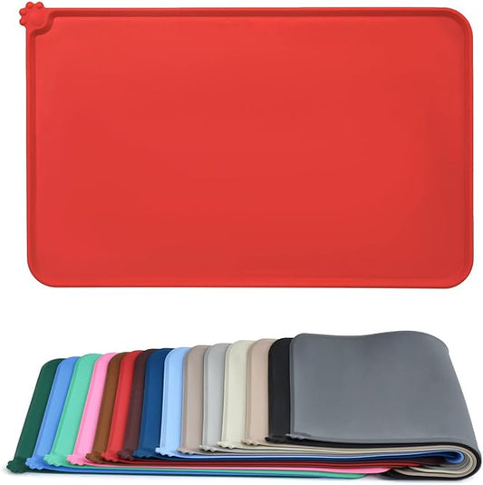 AUDWUD Silicone Waterproof Pet Feeding Mats,Anti Slip Bowl Pad, Dog Mat for Food and Water