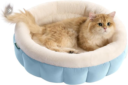 BALANCE Round Cat Beds for Indoor Cats - Donut Dog Beds for Small Dogs, Washable Pet Bed for Puppy and Kitten with Anti-Slip Bottom