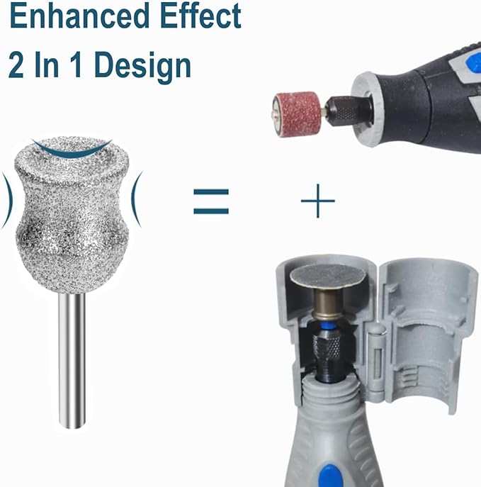 Dog Nail Grinder Bits for Dremel - Diamond Dremel Dog Nail Grinder Attachment - 1/8" Dog Nail Dremel Bits, Safe and Painless Dog Nail Grooming Tools (D