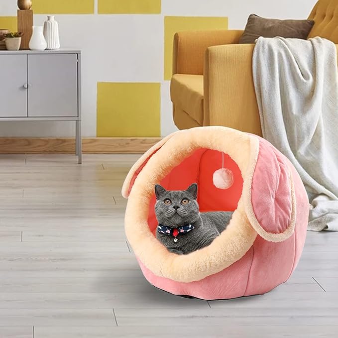 ShellKingdom Cat Bed for Indoor Cats,Cat House Furniture for Pet Kitten Tent Cave,Cute Dog Beds for Puppy Medium Dogs with Removable Washable Soft Cushioned Pillow (Pink)
