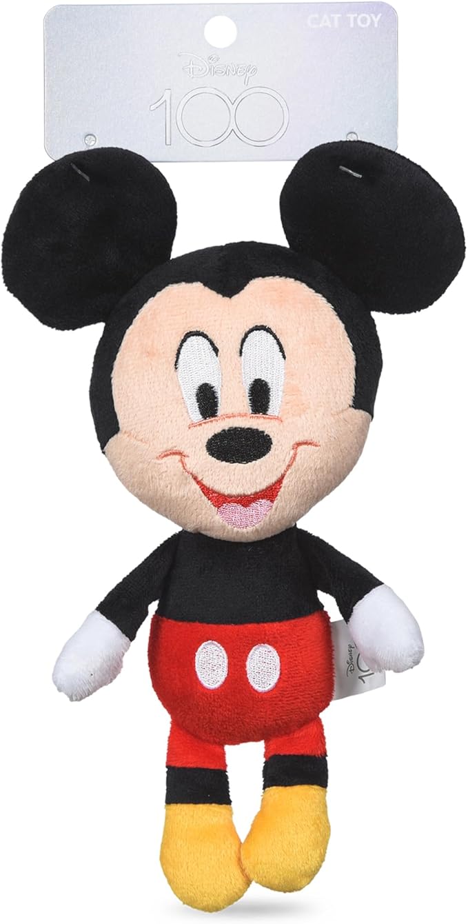 Mickey Mouse Cat Kicker Toy with Catnip, 9in | Disney Cat Toys | Fun Cat Kicker Style Plush Toy with Catnip and Crinkle for Cats Inspired by Disney Mickey and Friends