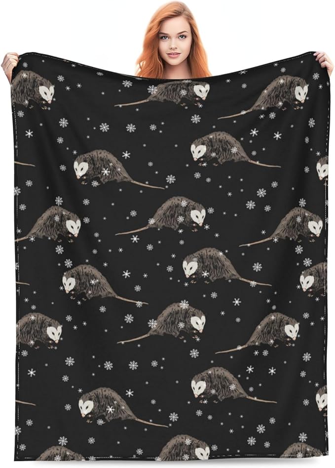 Opossum Throw Blanket Soft Cozy Plush Warm Fleece Blanket for Sofa Couch Bed 60"X50"