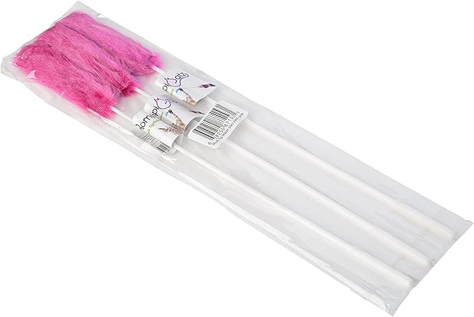 RompiCatz Teaser Wands and Interactive Cat Toy, Plush Tip, Pink, 3 Pack
