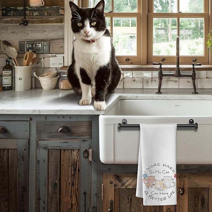 Cat Dish Towels,Cat Towels,Cat Mom Gifts,Cat Hand Towel,Cat Kitchen Towels,Cat Kitchen Accessories,Cat Lady Gifts, Gifts for Cat Lovers for Women,Crazy Cat Lady Gifts,Decorative Kitchen Towels