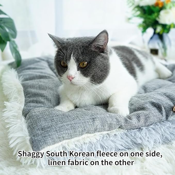 Cat Beds Small Dog Bed, Self Warming Cat Dog Mat Washable Warm Fluffy Pet Pad Calming Cushion Soft Kitty Bed for Indoor Outdoor Crate Pets Cat Small Dog Sleeping (Colored Pink)