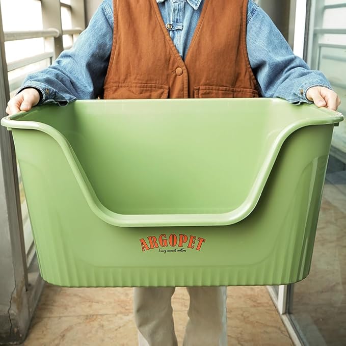 ARGOPET High Sides Cat Litter Box 25" L x 16" W x 13" H Extra Large Litter Box Jumbo for Multi Cat Households，Pet Safe Non-Stick Coating for Easier Cleaning & Superior Hygiene.(Green