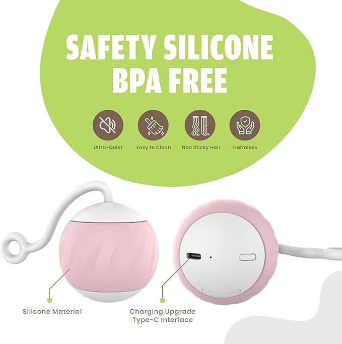 Auto Rolling Cat Ball Toy - Interactive Self Moving Automatic Cat Toy with Tail Feather Attachments - Slow & Fast Speed, LED Rainbow Lights, Sound & Touch Activated - USB-C Rechargeable