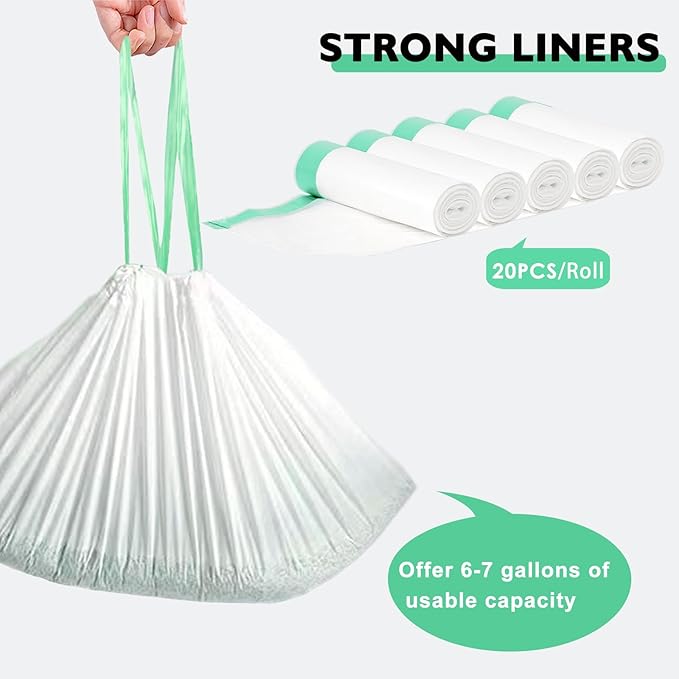 100 Pack Cat Litter Box Liner Bags Compatible with Self-cleaning Cat Litter Box, Thick Heavy Duty Drawstring Waste Drawer Liners Compatible with PURA X/MAX Automatic Litter Box -23" x 12"