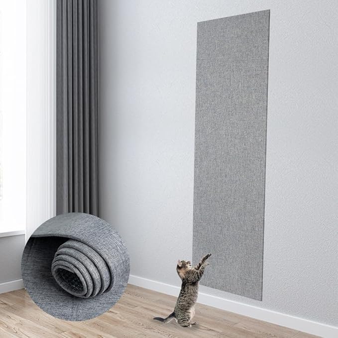 Extra Large 110"x 12.6" cat Wall Scratcher, Thickened Cat Wall Climbing Carpet, Trimmable Self-Adhesive Carpet for Replacement Pads, Covering Posts, and Furniture Protection (Gray, 1PACK)