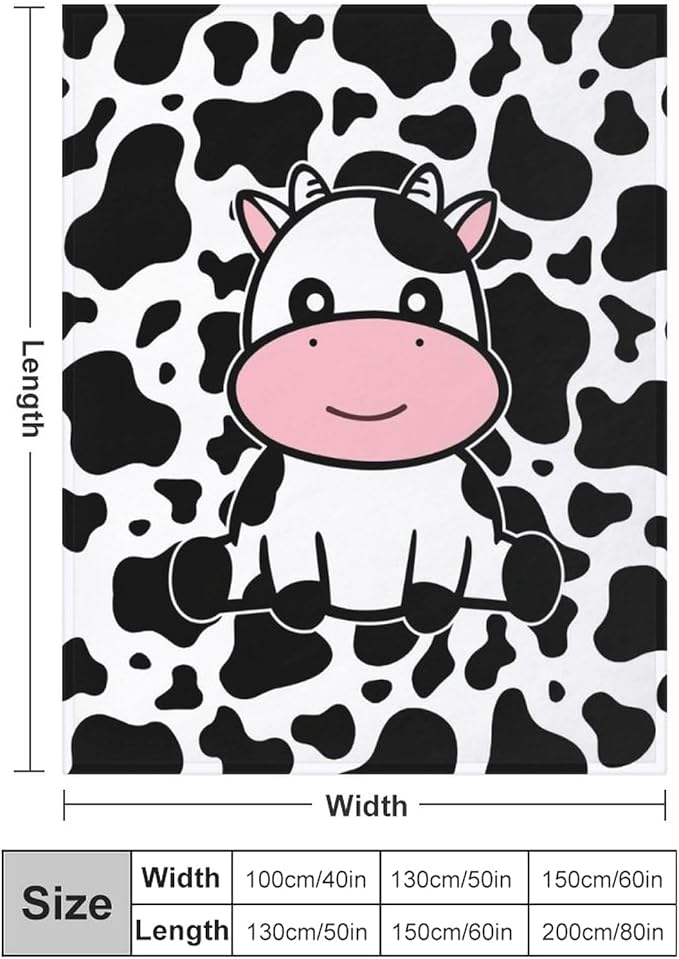 Cute Cow Blanket Soft Cozy Flannel Cow Throw Blankets Kids Adults for Bedding Bedroom Living Rooms Sofa Full Season Gifts 80"x60"