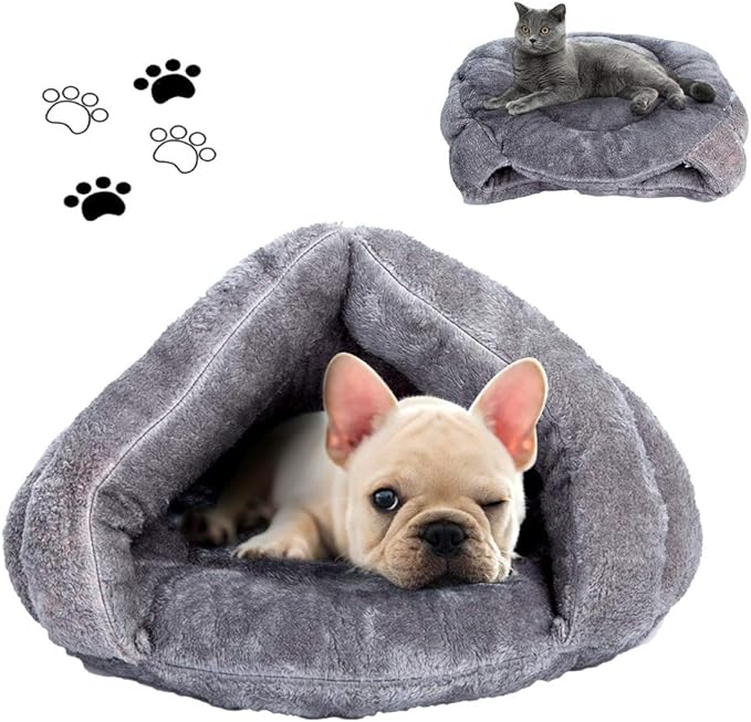 VeMee Cat Bed Cat Sleeping Bag Sleep Zone for Puppy Cat Rabbit Bed Small Animals Shearling Sleeping Bag (Grey)