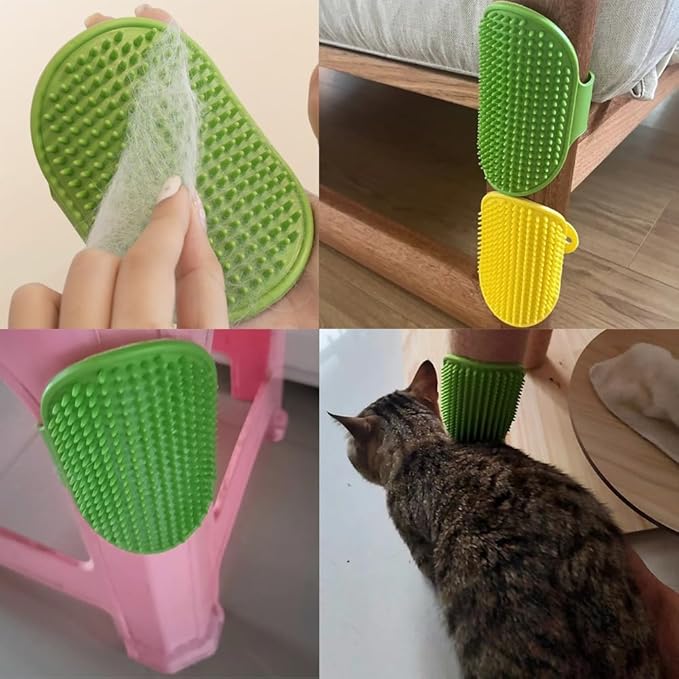 3 Pack Cat Self Groomer Scratcher Rubber Wrap Pad Grooming Brush Massage Comb with Adjustable Strap Scratching Post Cover Protector for Cats Tree Furniture Sofa Chair Legs
