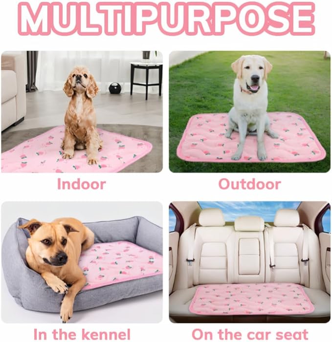 Pet Cooling Mat Cooling Fiber - Washable Non-Toxic Pet Indoor Outdoor Bed, Foldable Pee Pads for Dogs Settle Mat Cooling Dog Blanket Cat Cooling Pad (Pink, Large)