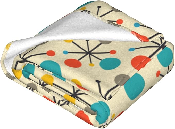 Mid Century Retro Throw Blanket Soft Cozy Plush Warm Fleece Blanket for Sofa Couch Bed 60"X50"