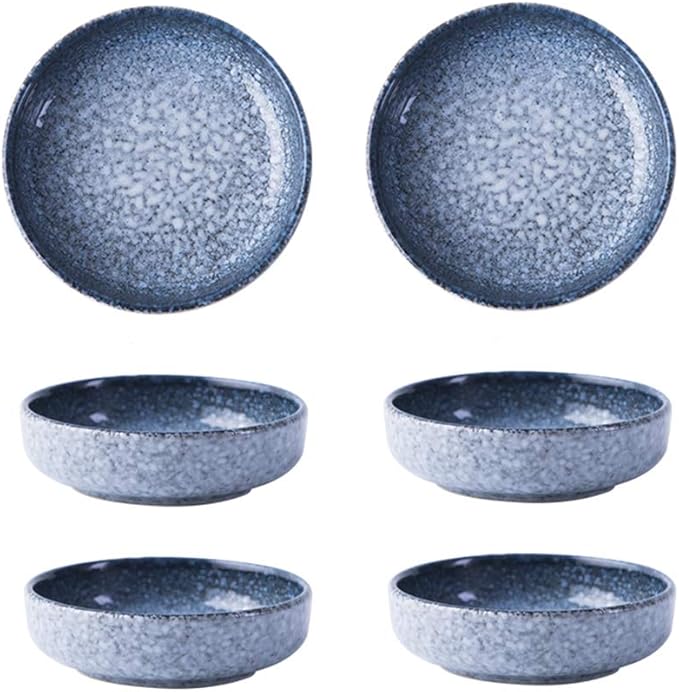 3.5 Inch Japanese Style Classic Porcelain Side Dish Bowl Seasoning Dishes Soy Dipping Sauce Dishes-Set of 6-Blue