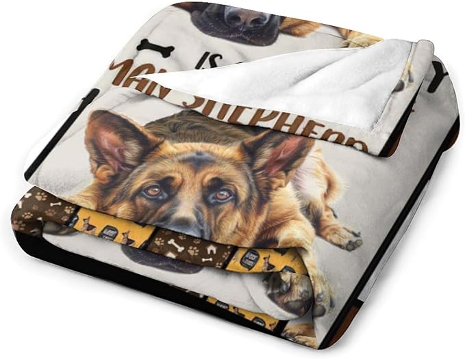 German Shepherd Dog Print Blanket Best Dog Pet Animal Throw Blankets for Couch Sofa Stuff Decor Gifts Lightweight Soft Cozy Fleece Plush Warm Flannel Bedding for Lover Man Woman Teen Adults 50"x60"
