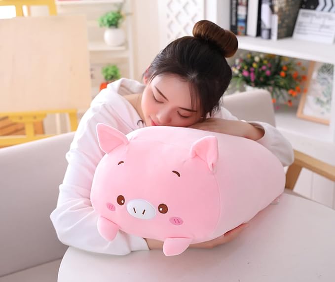 Cute Plush Pig Stuffed Squishy Animal Pig Cylindrical Body Pig Pillow,Super Soft Pig Hugging Toy Pillow Kids Kawaii Sleeping Pig Pillow Gifts for Bedding Decor or Home Decor 24-Inch