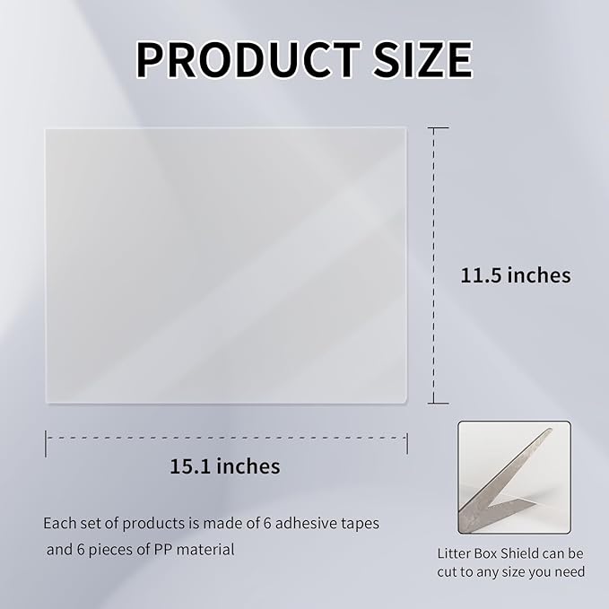 6 Pcs Cat Litter Box Pee Shields ，Litter Box Shield Easy to Clean，Suitable for Open Litter Boxes，Say Goodbye to Messes and Odors in Your Home，Litter Box Not Included