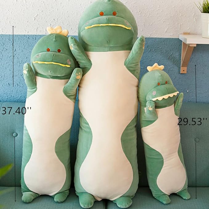 37.40'' Long Dinosaur Plush Pillow Toy Dinosaur Stuffed Animals Cute Cartoon Sleeping Soft Long Body Pillow Gift for Kids (Green)