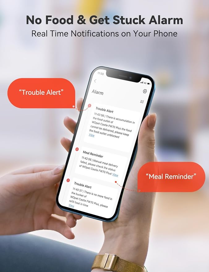 WOPET Automatic Cat Feeders,5L WiFi Pet Feeder with APP,Schedule Feeding Pet Dry Food Dispenser for Cats,10s Voice Recording,Up to 10 Meals per Day,Black