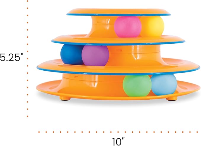Catstages Tower of Tracks Interactive 3-Tier Cat Track Toy with Spinning Balls, Orange