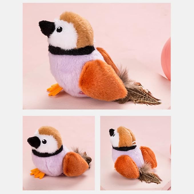 Cat Toys Bird Simulation Cat Toys Cute and Vivid Cat Toy for Cats Play and Exercise Pet Indoor Dancing Playing Toy (Brown)
