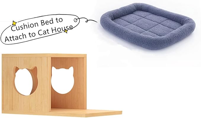 SHENGOCASE 4-Pack Teddy Fleece Cat Bed Cushion with Bolster for Cat Wall House, Cat Wall Furniture Shelves Cat Perch