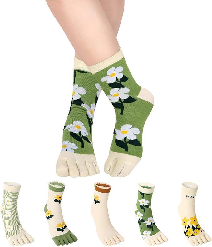 Benefeet Sox Funny Toe Socks Women Five Finger Socks Girls Cute Toe Seperated Cotton Socks Running Athletic Christmas Gifts