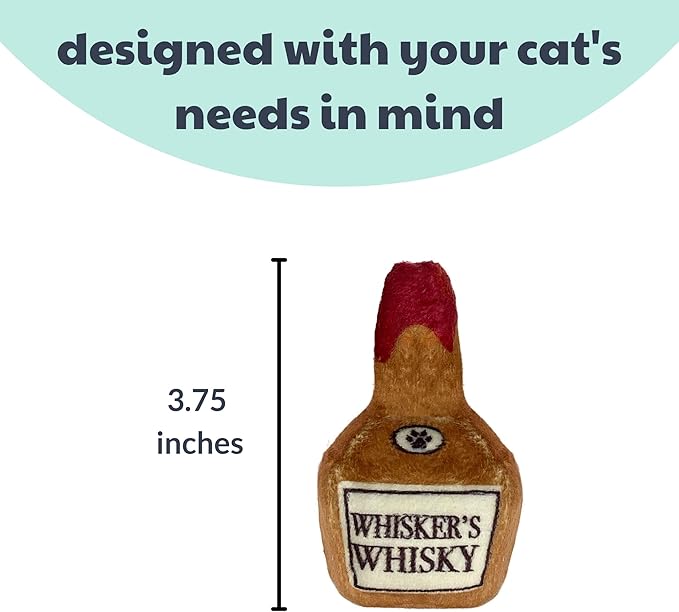 Huxley & Ket Plush Cat Toy | Whisker's Whiskey | Nappy Hour Strong Catnip Filled Cat Toy | Plush Interactive Kitten and Cat Toy with Catnip and Crinkle | Kittybelles