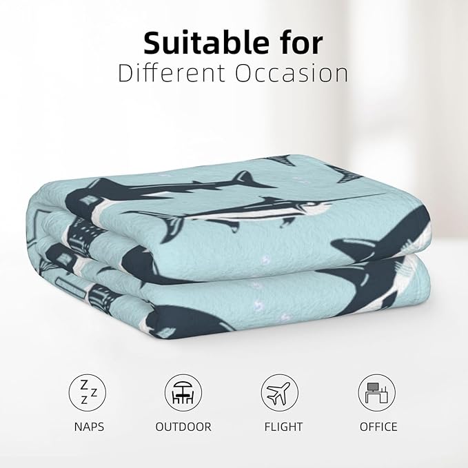 Cozy Shark Blanket Kids, Ocean Animal Printed Blankets for Little Boys Girls, Throw Blanket for Little Dogs Cats, for Shark Lovers, Shark Themed Gifts, 30x40 inch
