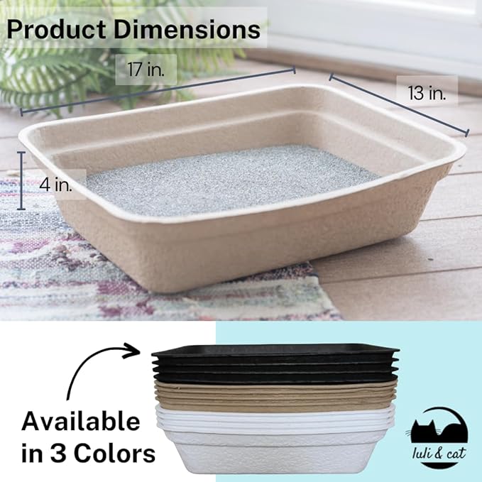 8-Pack Disposable Litter Boxes for Cats | Size Large | Durable and Water Resistant