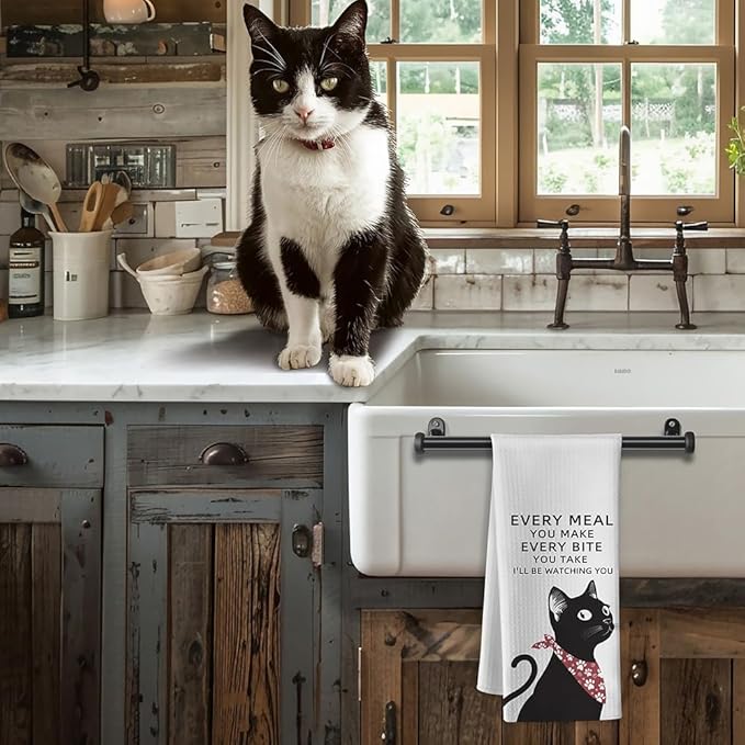 Cat Hand Towels,Cat Towels,Cat Kitchen Towels,Cat Dish Towels,Cat Kitchen Accessories,Black Cat Decor,Black Cat Gifts,Cat Gifts for Women,Black Cat Gifts for Women,Gifts for Cat Lovers for Women