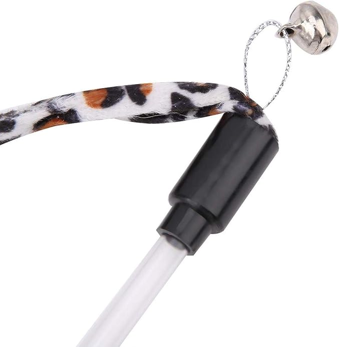 Naroote Cat Wand Toy, Teaser Toy, Interactive Cat Teaser Wand String Toy, Cat Funny Toy Teaser Wand Leopard Print Tail with Bell for Cats Pets