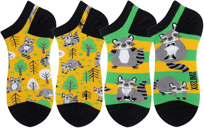 2 Pairs Funny Cartoon Animal Print Cotton Ankle Socks for Women Teens