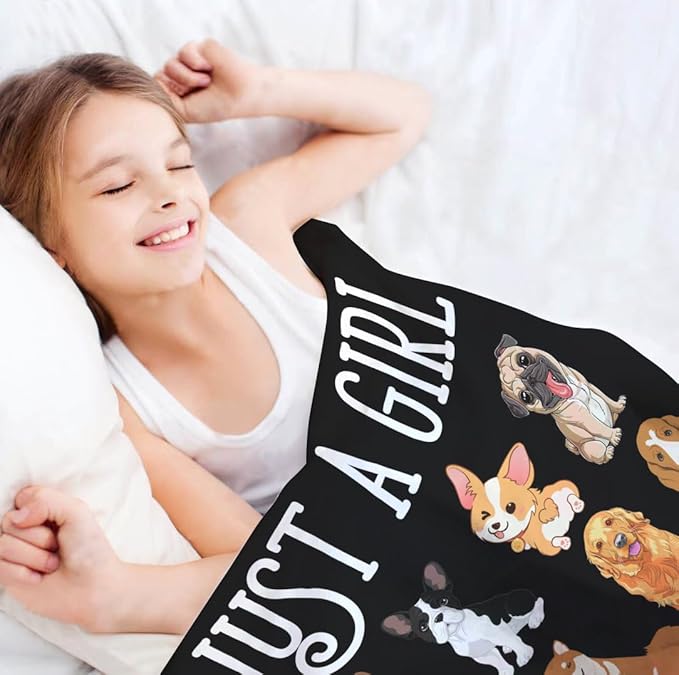 Soft Flannel Dog Throw Blanket for Kids & Adults - 80"x60"