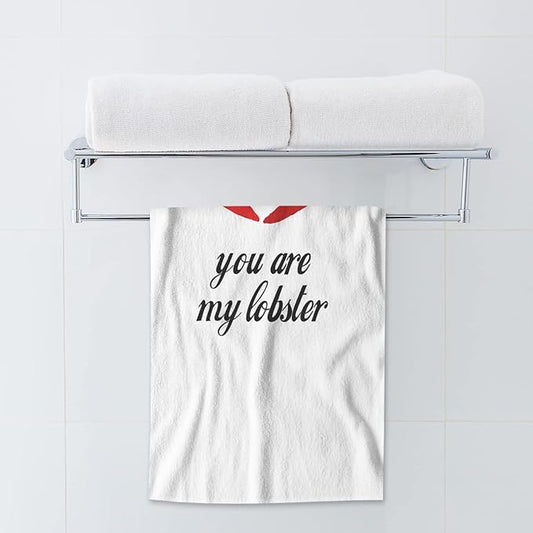 AOYEGO Red Lobster Towels Animal Word You are My Lobster for Valentine's Day Soft Highly Absorbent Large Hand Towels for Bathroom Hotel Gym and Spa 15x30 Inch
